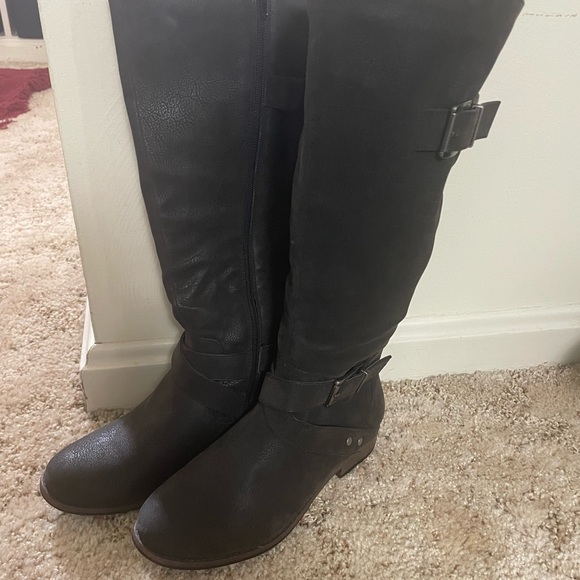 Crown Vintage Bobbie Riding boot Suede Buckles Zipper - Picture 6 of 8